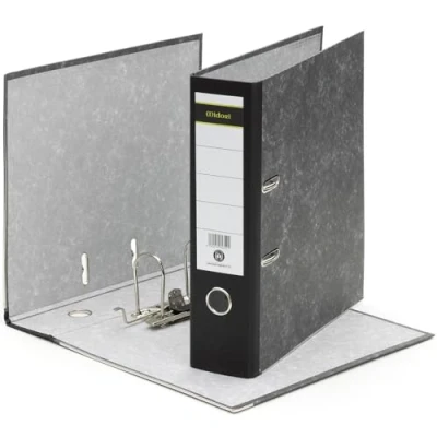 Abbildung von MIDORI Ordner aus 100% Recycling Papier 5er Pack Wolkenmarmor Aktenordner 8 cm breit im DIN A4 Format Blauer Engel zertifizierter Briefordner Ringordner
