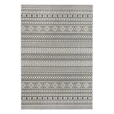 Abbildung von andiamo In &amp; Outdoor Teppich Louisville moderner Webteppich Bordüre vollständig umkettelt Flachgewebe 67 x 140 cm grau
