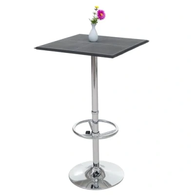 Abbildung von Mendler Bartisch Stehtisch Bistrotisch Chicago mit Fußablage, quadratisch 110x63x63cm MVG Zertifiziert schwarz