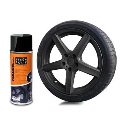 Abbildung von Foliatec Sprühfolie Auto Felgenfolie Sprüh Lack Spraydose Abziehbar, Gute Deckkraft, schwarz matt, 1x 400ml