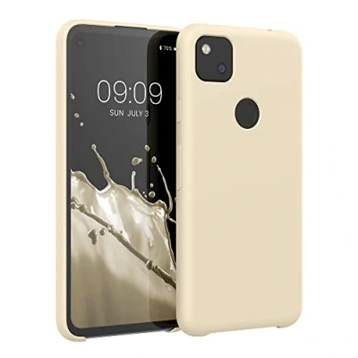 Abbildung von kwmobile Hülle kompatibel mit Google Pixel 4a Silikon Handy Case Handyhülle weiche Oberfläche kabelloses Laden Moon Glow