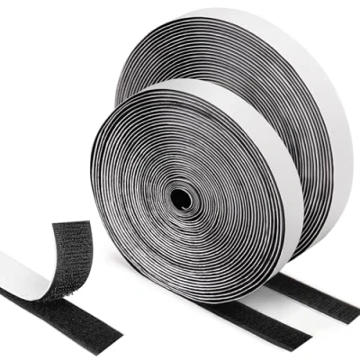 Abbildung von WISYOK Klettband Selbstklebend 8 Meter Extra Stark, Doppelseitiges Klettverschluss 20mm Breit, selbstklebend, Fliegengitter (Schwarz)