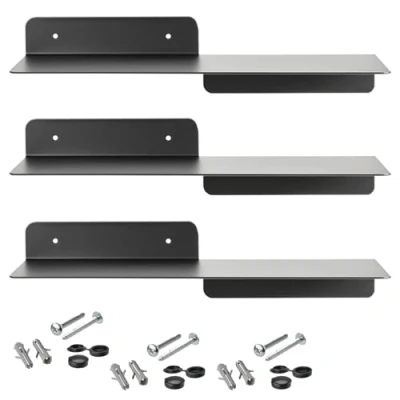 Abbildung von SOTECH 3er Set Design Schwebe Regal Hover I 350 x 130 78 mm schwarz, Wandmontage, Schweberegal inkl. Befestigungsset, modernes Wandboard für Bad Küche oder Wohnzimmer