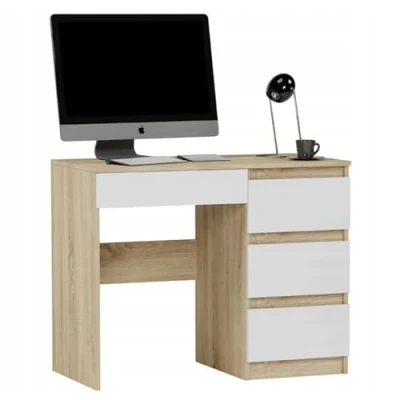 Abbildung von Home Collective Schreibtisch mit 4 Schubladen kompakt und platzsparend, 96x50x76 cm, Sonoma Mix Weiß