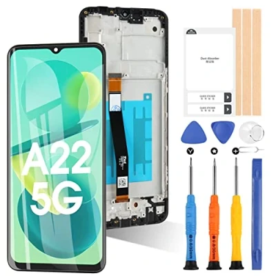 Abbildung von ARSSLY Ersatzbildschirm für Samsung Galaxy A22 5G SM A226B A226B/DS A226B/DSN LCD Display Touch Digitizer Glass Assembly (Schwarz mit Rahmen)