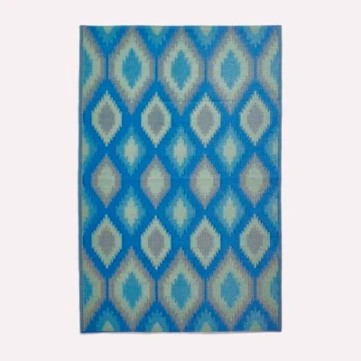 Abbildung von Homescapes Gartenteppich Amber Ikat, blau grüner Outdoor Teppich wetterfest 120x180 cm, wasserfester für Außen und Innen aus Polypropylen mit Ethno Muster Balkon Terrasse