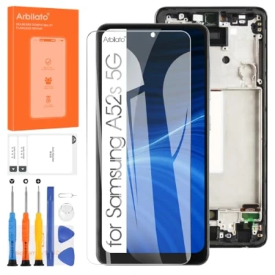Abbildung von LCD Display für Samsung Galaxy A52s 5G A528B SM A528N A528B/DS Touchscreen Ersatz Reparatur Set (Schwarz mit Rahmen)