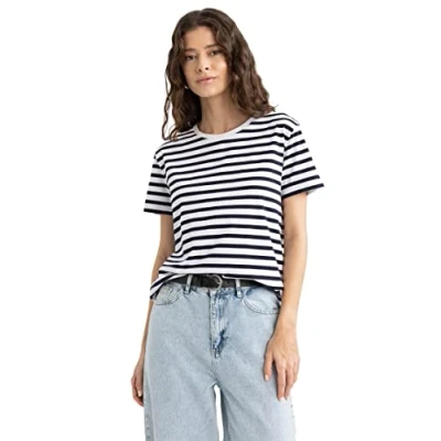 Abbildung von DeFacto Damen U1778AZ T Shirt, Navy, 3XL