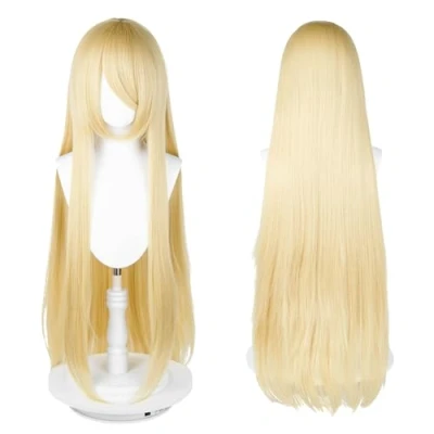 Abbildung von 100cm lange Perücke, universelle Anime Kostüm Cosplay perfekt für Party, täglichen Gebrauch, Festivals und Halloween, ideal TV, Film, Charakter (Blond)