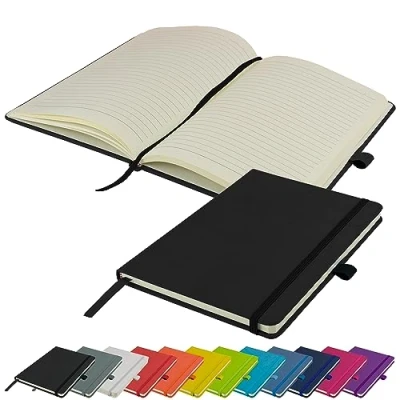Abbildung von A5 Notizbuch neu liniert Hardcover Tagebuch Notizblock Notizen Medium (schwarz)