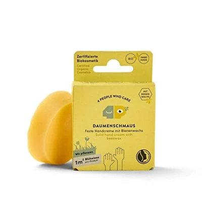 Abbildung von 4peoplewhocare Handcreme Bio Daumenschmaus, Feste für trockene und rissige Hände, Aloe Vera, Bienenwachs, Olivenöl, Naturkosmetik (30g Nachfüller)