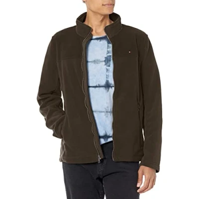 Abbildung von Tommy Hilfiger Herren Lightweight Polar Fleece Jacket Fleecejacke, Oliv/Blatt für Mich (Leaf It to Me), M