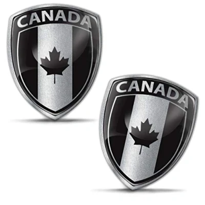 Abbildung von Biomar Labs® 2 x Aufkleber 3D Gel Silikon Abzeichen Stickers Auto Motorrad Fahrrad Fenster Tür PC Handy Tablet Laptop Kanada Kanadische Canada Ahornblatt Flagge Fahne Flag F 144