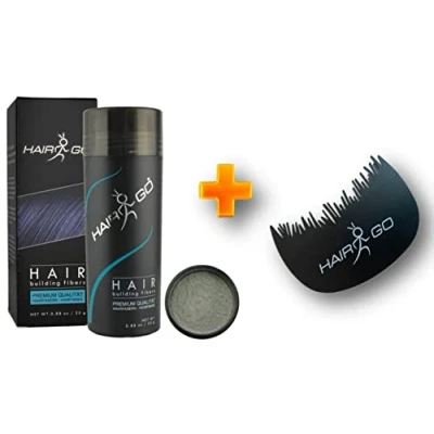 Abbildung von Hair GO Premium Schütthaar + Haaransatzkamm SPARSET Streuhaar &amp; Schütthaar, für einen natürlichen Haaransatz bei der Anwendung von Fibers Haarverdichter (grau)