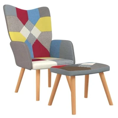 Abbildung von vidaXL Relaxsessel mit Hocker Sessel Stuhl Fernsehsessel Armsessel Relaxstuhl Polstersessel Ohrensessel Polsterstuhl Wohnzimmerstuhl Patchwork Stoff