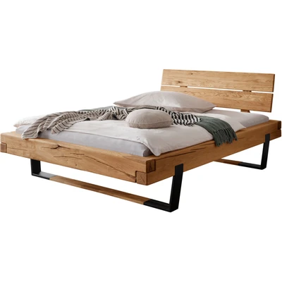 Abbildung von Home affaire Massivholzbett &quot;Ultima&quot;, aus Holz in Balken Optik mit Holz/Metall Kufe