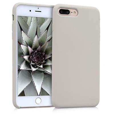 Abbildung von kwmobile Hülle kompatibel mit Apple iPhone 7 Plus/iPhone 8 Plus Silikon Handy Case Handyhülle weiche Oberfläche kabelloses Laden Beige