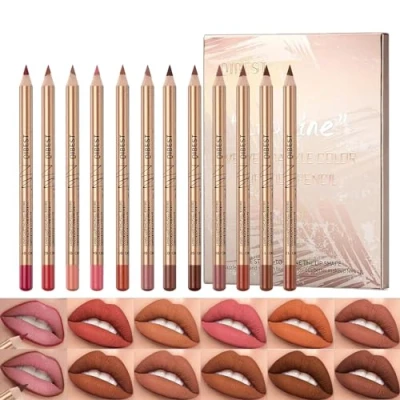 Abbildung von Sitovely 12 Farben Schlankes Lippenkonturenstifte Set,Longwear Smooth Lip Pencil Cremiger Liner Stift Matter Lippenstift wasserfester Lippenstift,Hochpigmentiertes natürliches Lippen Makeup (A, M)