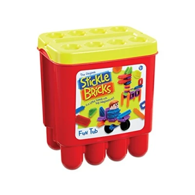Abbildung von Stickle Bricks Fun Tub Fördert Kreativität und motorische Fähigkeiten, sicheres langlebiges Konstruktionsspielzeug, vielseitige Spielmöglichkeiten, praktische Aufbewahrung, ab 18 Monaten
