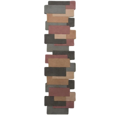 Abbildung von FLAIR RUGS Läufer &quot;Abstract Collage&quot;, rechteckig, 100% Wolle, Karo Design, Patchwork, modern, mehrfarbig, Teppichläufer