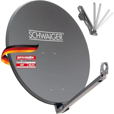 Abbildung von SCHWAIGER 227 Satellitenschüssel SAT Antenne Satelliten Anlage Offset LNB Tragarm Masthalterung Schüssel Stahl 74,5 x 84,5 cm anthrazit