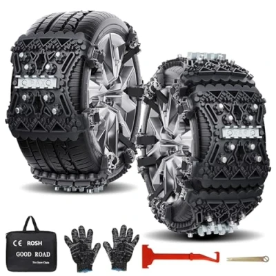 Abbildung von Schneeketten, 6 Stück Universal Auto Schneeketten Reifenketten für Reifenbreite 165 285 mm, Rutschfeste Notfall Schneereifenketten Snow Chains meisten PKW LKW SUV