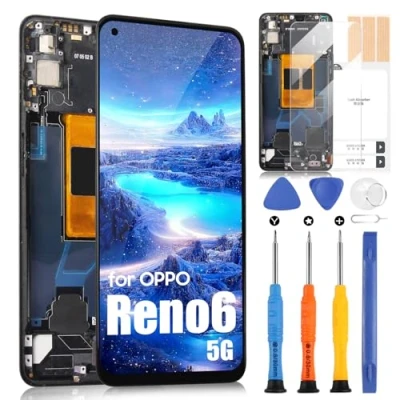 Abbildung von für Oppo Reno6 5G LCD Display, Reno 6 PEQM00 CPH2251 Bildschirm Touchscreen Digitazer Full Assembly Ersatz mit Reparatur Kit (Blau)