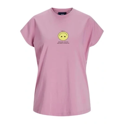 Abbildung von JACK&amp;JONES Damen Jxastrid Sl Boxy Print Tee JRS T Shirt, Moonlite Mauve/Print:Yellow Smiley, M