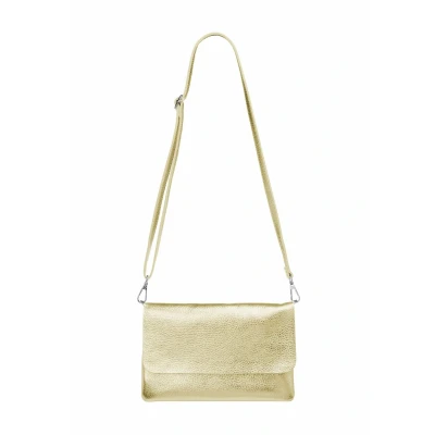 Abbildung von Caspar Elegante Leder Clutch Damen Umhängetasche Abendtasche mit abnehmbarem Schultergurt CLASSIC LINE Modell No.835 Made in Italy, Farbe:gold metallic