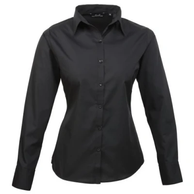 Abbildung von Premier Fitness Damen Poplin Long Sleeve Blouse Bluse, Schwarz (Black), 40
