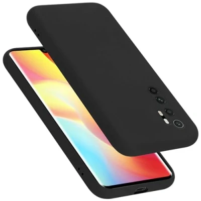 Abbildung von Cadorabo Hülle kompatibel mit Xiaomi Mi Note 10 LITE Handyhülle für Case aus flüssigem Silikon stoßfeste dünne TPU Schutzhülle Liquid SCHWARZ