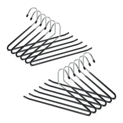 Abbildung von Relaxdays Hosenbügel 12 Set, rutschfest, Kleiderbügel für Hosen, gummiert aus Metall, platzsparend, 35 cm, schwarz