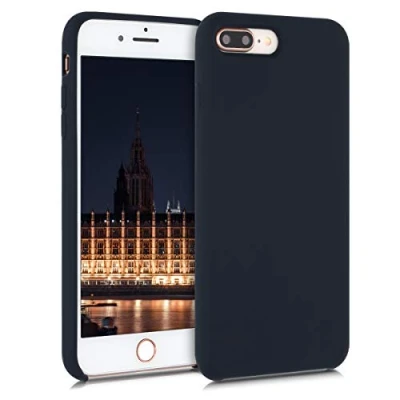 Abbildung von kwmobile Hülle kompatibel mit Apple iPhone 7 Plus/iPhone 8 Plus Silikon Handy Case Handyhülle weiche Oberfläche kabelloses Laden Heidelbeerblau