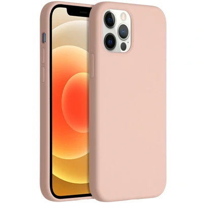 Abbildung von Apple iPhone 12 Pro Hülle Silikon Accezz Soft Case/Backcover Handyhülle Rosa