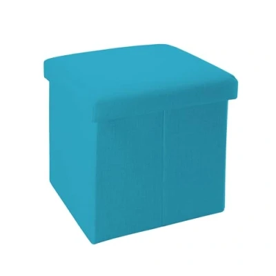 Abbildung von Intirilife Sitzhocker Faltbarer 30x30x30 cm (Faltbarer cm), mit Stauraum und Deckel aus Stoff in Leinen Optik