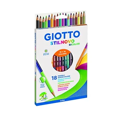 Abbildung von GIOTTO Stilnovo Bicolor, Buntstifte mit 2 Minenfarben, Hexagonal, Minen Durchmesser 3,3 mm, 18 sortierte Farben