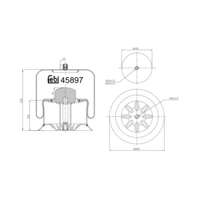 Abbildung von FEBI BILSTEIN 45897 Federbalg, Luftfederung MERCEDES BENZ: ACTROS MP2 / MP3