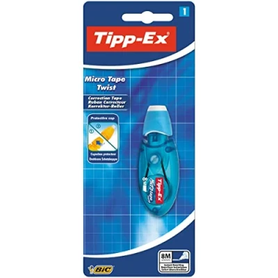Abbildung von Tipp Ex Korrekturroller Micro Tape Twist mit Schutzkappe, 8m x 5mm, 1er Pack, Ideal für das Büro, Home Office oder die Schule