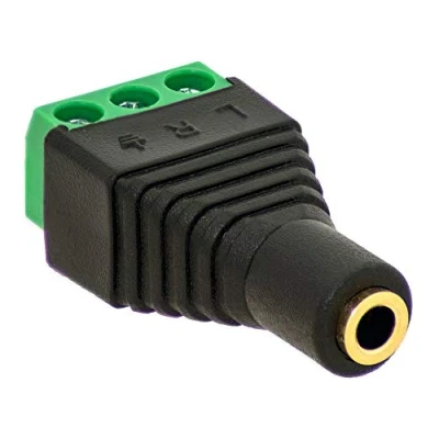 Abbildung von 1x Klinken Buchse 3,5mm Adapter &gt; Terminal Block 3 Pin Schraub Klemmen Vergoldet