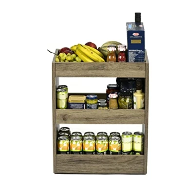 Abbildung von Iris Ohyama, Kleines Aufbewahrungsmöbel mit Rollen, Container, Servierwagen, Wagen Rädern/Design &amp; Robustheit, Zeitgenössisch, Büro, Wohnzimmer, Schlafzimmer Storage Cart WSW 280 Aschbraun