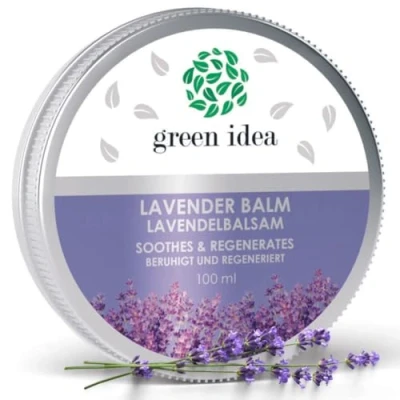 Abbildung von Green idea Mehrzweckbalsam Lavendel 100ml Lavendelsalbe für Körper, Hände und Füße auf der Basis von ätherischem Lavendelöl