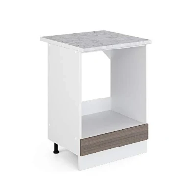 Abbildung von Vicco Herdumbauschrank R Line, Grau/Weiß, 60 cm, AP Marmor