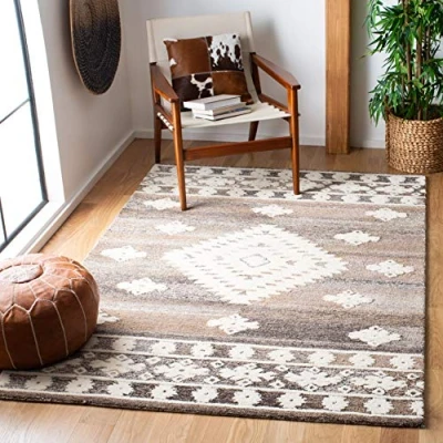 Abbildung von SAFAVIEH Boho Teppich für Wohnzimmer, Esszimmer, Schlafzimmer Amsterdam Collection, Kurzer Flor, Terrakotta Rot und Multi, 91 X cm
