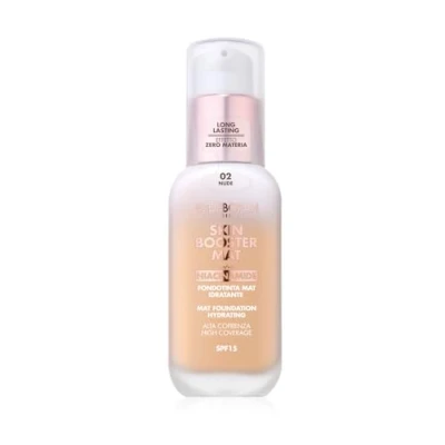 Abbildung von Deborah Milano Skin Booster MAT Foundation aus Serum, LSF 15, Nr. 2 Nude, belebend und aufhellend, mit Vitamin C, natürlicher Effekt, glättet den Teint, 30 ml