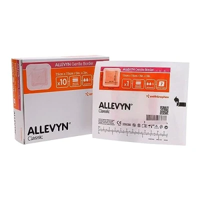Abbildung von Allevyn Gentle Foam Border Wundkompresse (10 Stück) 7,5x7,5cm/3in.x3in