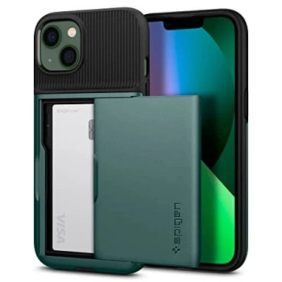 Abbildung von Spigen Slim Armor CS Hülle Kompatibel mit iPhone 13 Midnight Grün