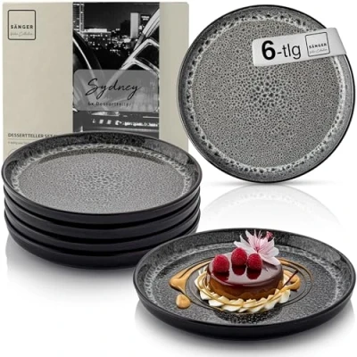 Abbildung von SÄNGER Teller Set Sydney, (6 St), 6 tlg. Dessertteller, Steingut, Grau, Handmade, VALUE COLLECTION