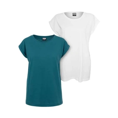 Abbildung von Urban Classics Extended Shoulder 2PACK Tshirt basic, Damen, Größe: XL, Teal white