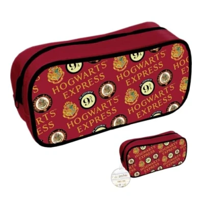 Abbildung von Pyramid International Harry Potter Federmäppchen (Gleis 9 3/4 und Hogwarts Design), rechteckiges Stifte Etui mit Reißverschluss offizielles Merchandise