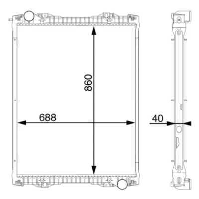 Abbildung von MAHLE ORIGINAL CR 1175 000S Kühler, Motorkühlung Aluminium 860 688 40 mit Rahmen Kühlrippen gelötet SCANIA: P,G,R,T series